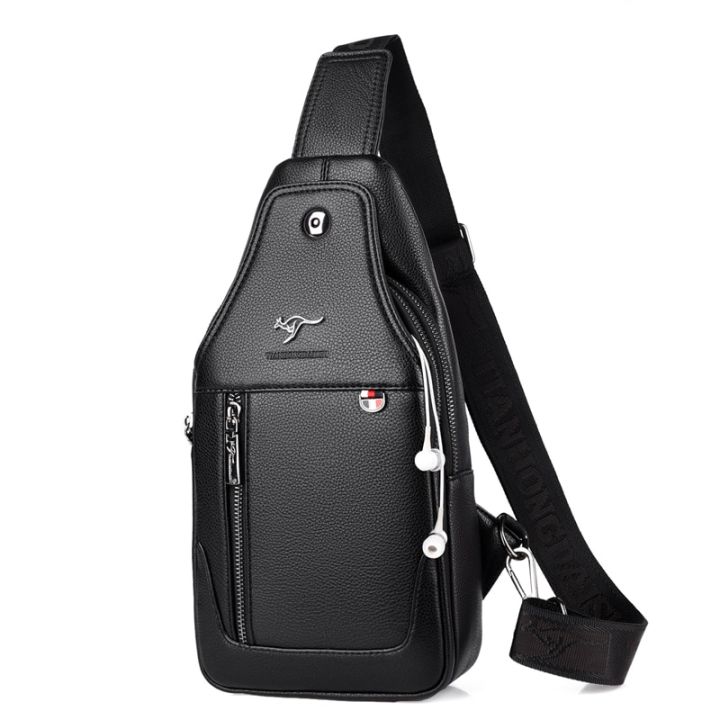 Luxury Brand Messenger Bag Leather Men Chest Bag Vintage Crossbody