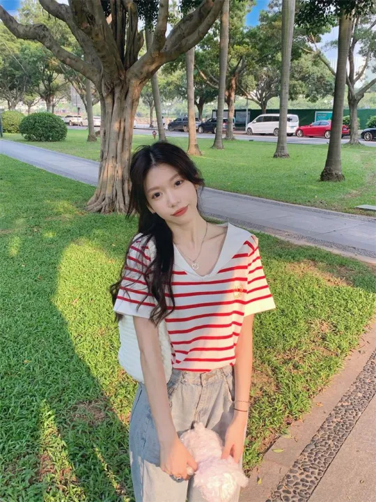 Summer%20Sweet%20Japanese%20Sailor%20Collar%20Ice%20Silk%20Stripes%20Knitted%20Short%20Sleeve%20T%20T-shirt%20Design%20Hot%20Girl%20Casual%20Top%20-%20Image%204