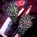 Inspired by SK Inspired by 1990 Rotation Wheel Creative Fashion Men's Stainless Steel Clock - Very Comfortable And Fashionable, Easy To Clean.