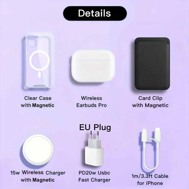 Accessories%20Gift%20Box%20for%20iPhone,%206in1%20Accessories%20Set,Wireless%20Earbuds%20Pro,EU%20PD20w%20Fast%20Charger,%20Wireless%20Charger,Clear%20Case%20-%20Image%202