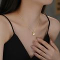 Fashion Ins Style Simple Engraved Flower Necklace for Women Exquisite Gold Plated Sweather Chain Pendant Necklace for Mother's Day Jewelry Gift Qoddess.