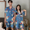 M-5XL Couple Pyjamas Men Women Baju Tidur Short Sleeve Sleepwear Nightwear Cartoon Printing Pajamas set Plus Size. 