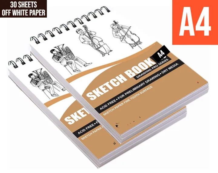 Premium%20A4%20&%20A5%20Sketchbook%20for%20Charcoal,%20Oil%20Pastel%20&%20Fountain%20Pens%2030%20sheets%20Paper%20with%20Spiral%20Binding%20-%20Image%202