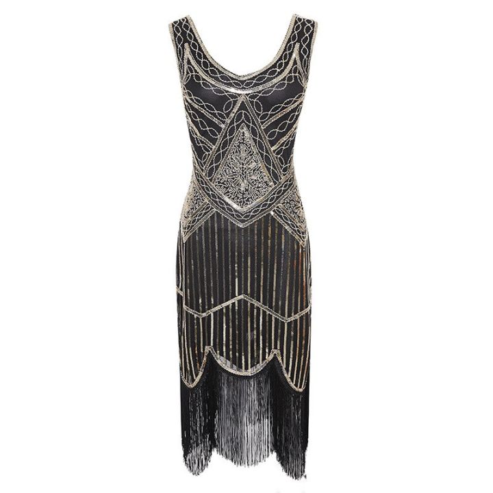 Women's%201920s%20Vintage%20Sequin%20Full%20Fringed%20Deco%20Inspired%20Flapper%20Dress%20Roaring%2020s%20Great%20Gatsby%20Fall%20Cloths%20Dress%20Vestidos%20-%20Image%205