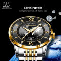 LouisWill Men's Fashion Watch Ultra-Thin Watch Earth Starry Sky Watch With Diamond Calendar Watch 50M Waterproof Luminous Watch Quartz Watch Steel Band Watch Men Wrist Watch With Luminous Pointers. 