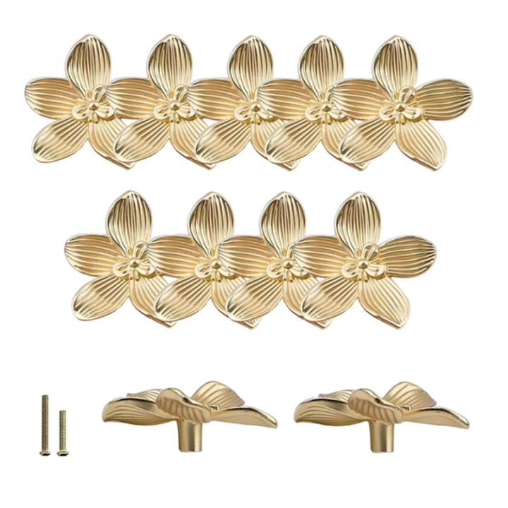 12Pcs Gold Flower Drawer Knobs Petal Kitchen Cabinet Knobs