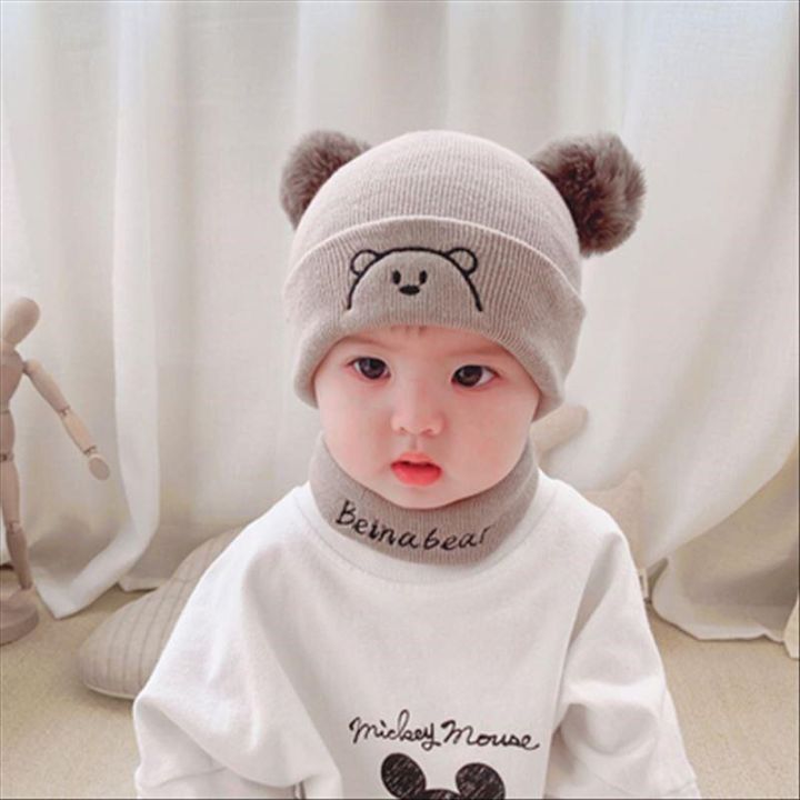 Baby%20Knitting%20Hat%20Cotton%20Ear%20Cap%20for%20Boys%20and%20Girls%20Winter%20Hat%20Scarf%20Set%20Infant%20Accessories%20Thick%20Woolen%20Hat%206%20Months-2%20Years%20-%20Image%202