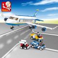 SLUBAN City Aviation Airport Airplane Passenger Plane Bus Classic MOC Figures Model Building Blocks Bricks Kit Set Toys For Kids. 