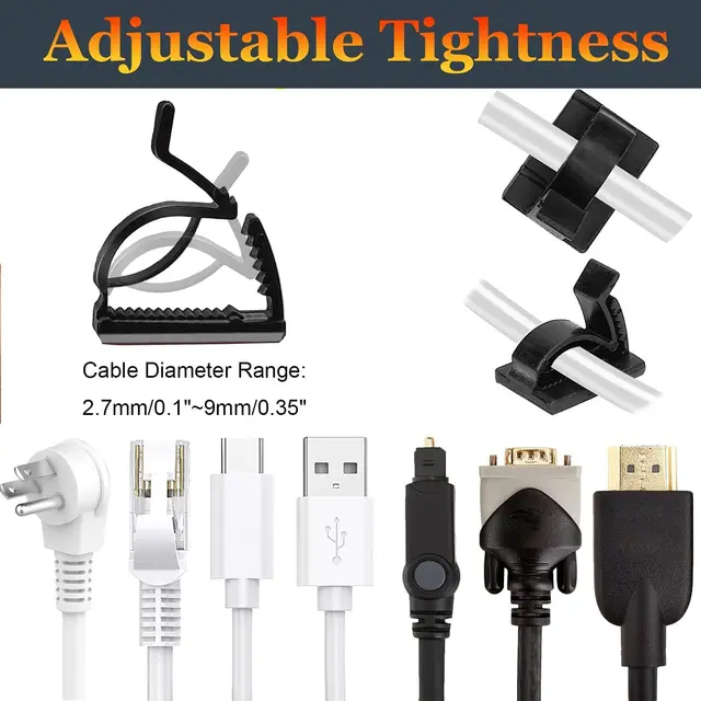 10pcs%20Adhesive%20Data%20Cable%20Charging%20Wire%20Holder%20Clips%20Wall%20Desktop%20Cable%20Organizer%20Peeling%20and%20Mounting,%20-%20Image%203