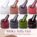 PUENTE Milky Jelly Gel Nail Polish 7.5ml Translucent Pink Color Nail Gel Soak Off Nail Art Gel Manicure Semi-Permanent Varnish. 