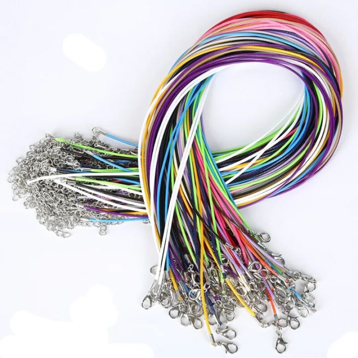 New%205pcs%202mm%20Leather%20Cord%20Wax%20Rope%20Chain%20Necklace%20Extender%20Chain%20Lobster%20Clasp%20DIY%20Jewelry%20Accessories%20-%20Image%202
