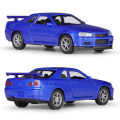 1/36 Nissan Skyline GTR R34 Toy Car Welly Diecast Metal Miniature Model Pull Back Doors Openable Collection Gift For Boy, Kid MuXiaRe. 