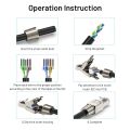 ZoeRax Cat8 Cat7 Cat6A RJ45 Connector, Tool-Free Toolless Shielded Ethernet Termination Plug for Solid Bulk S/FTP Ethernet Cable.