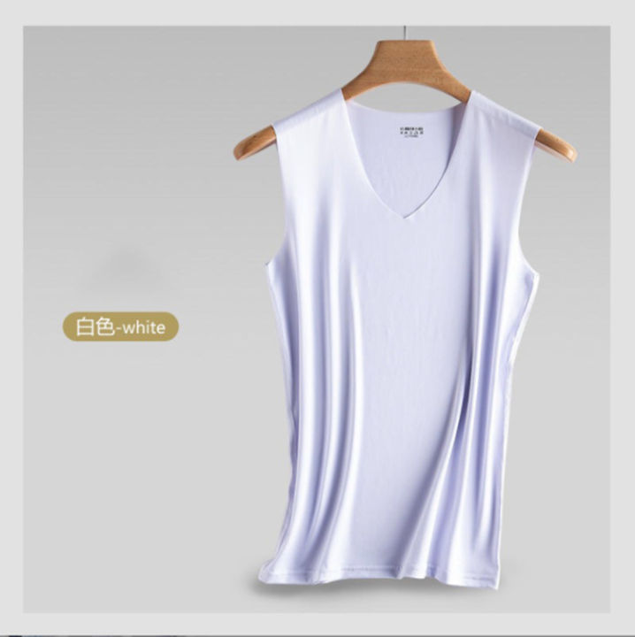 Men's%20Ice%20Silk%20Seamless%20Vest%20Summer%20Young%20Men%20Solid%20Color%20Stretch%20Sports%20Quick%20Dry%20Wide%20Shoulder%20Thin%20V-Neck%20Base%20Shirt%20-%20Image%207