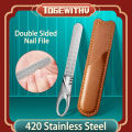 Double Sided Nail File with Leather Case, Professional Stainless Steel Manicure Filer Fingernail File for Men and Woman Great for Home Salon or Travel Use. 