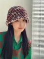 2022 New Korean-Japanese Hand Buckle Crochet Bucket Hat Spring and Autumn Winter Sun Hat Female Cherry Designer Bob Basin Hat. 