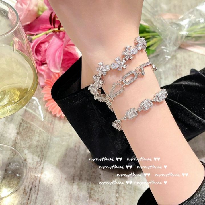 Brilliant Galaxy LOVE Alphabet Gemstone Bracelet Designer LULU 18K gold-plated zirconia geometric bracelet