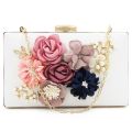 Women Clutch Bag Floral Party Purse Wedding Evening Handbags, White. 