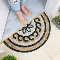 Semi-Circle Doormat, Anti Slip Marble Pattern Half Moon PVC Floor Mat,30X60cm.