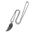 Vintage Feather Pendant Necklace Stainless Steel Feather Necklace for Men Vintage Feather Design Skull Pendant Necklace.