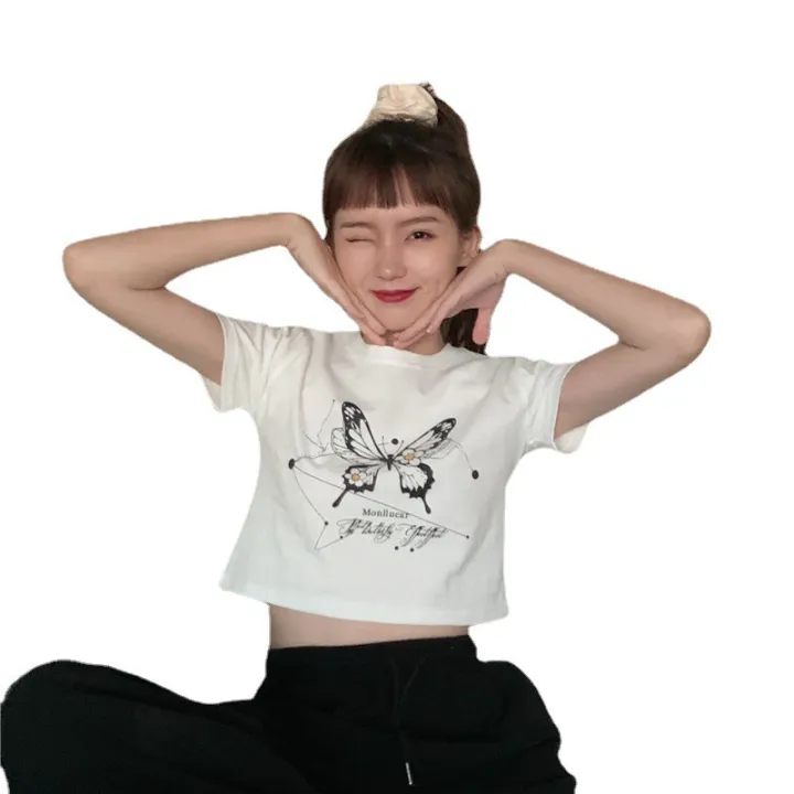 Clothing%20for%20BFF%20Short%20Short%20Sleeve%20T%20Women's%20T-shirt%202024%20Summer%20New%20Korean%20Style%20Fashionable%20Cropped%20Harajuku%20Style%20Student%20Top%20-%20Image%205