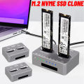 Dual-Bay M.2 Nvme Ssd Clone Usb3.2 Type C Nvme Docking Station M.2 M.3 Nvme -E External Hard Disk Box For M2 Ssd M Key Ssd.
