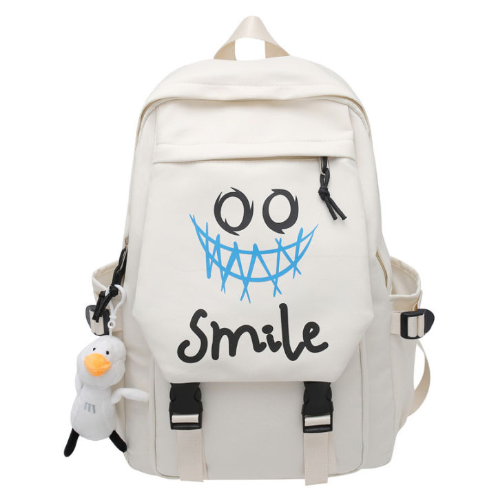 Cross-Border%20Foreign%20Trade%20Student%20Backpack%20Korean%20Style%20Cute%20Smiley%20Face%20Couple%20Backpack%20Large%20Capacity%20Flip%20Backpack%20One%20Piece%20Dropshipping%20-%20Image%205