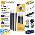 Keep Smiling Liner Brush Set 6 Pcs Fine Detail Paint Brushes for Acrylic, Watercolor & Miniature Painting. 
