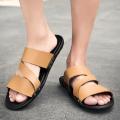 Men's Slippers Leather Men Shoes Non Slip Flip Flops Soft Black White Casual Summer Men Shoes Flat Beach Sandals.
