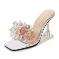 Cinderella Crystal Flower High Heel Sandals Stage Walk Show Hosting Car Model Malness Brand Large Women's Shoes.