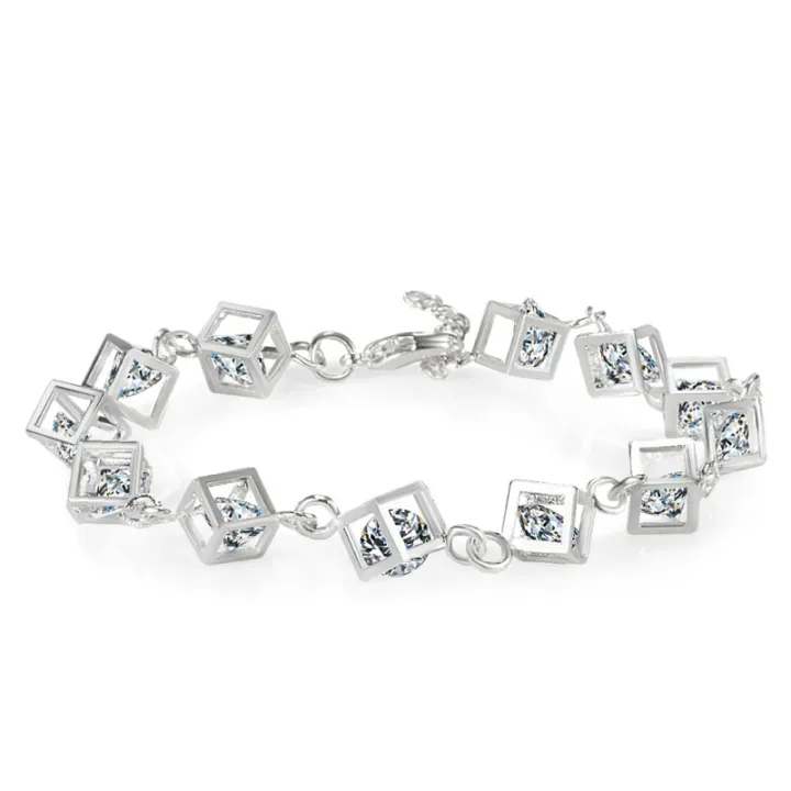 AliExpress%2012%20Pieces%20Rubik's%20Cube%20Bracelet%20Silver-Plated%20Checkered%20White%20Diamond%20Colored%20Diamond%20Bracelet%20Foreign%20Trade%20Wholesale%20-%20Image%202