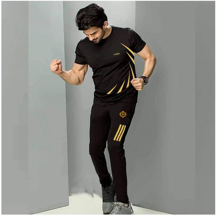 Black Cotton Combo T-Shirt & Trouser Pant For Man- trouser full pant and Tshirt