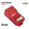 RJ45 Connector for Cat 5 Cat 6 Cat 7 Cable Network Unshielded RJ45 Plug Ethernet Gold Plated Network Connector Perforated Crystal Head Coffee Cat5 Cat6 for CC TV Camera, Network 10 Pcs/25 Pcs/50 Pcs/75 Pcs/100 Pcs/200 Pcs/300 Pcs/400 Pcs/500 Pcs/1000 Pcs.