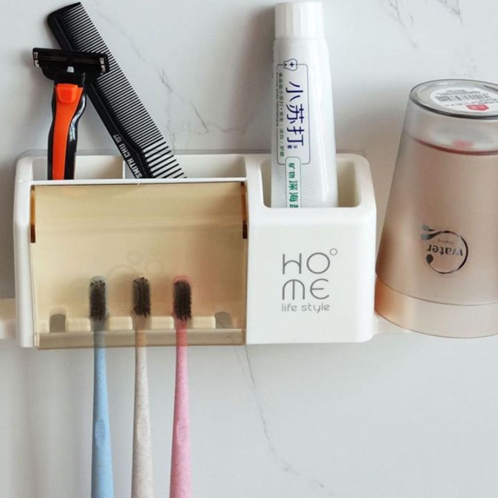 iHave%20Toothbrush%20Holders%20Bathroom%20Decor%20with%20Toothpaste%20Dispenser,%20Cups%20Toothbrush%20Holder%20Wall%20Mounted%20Bathroom%20Accessories%20-%20Image%205