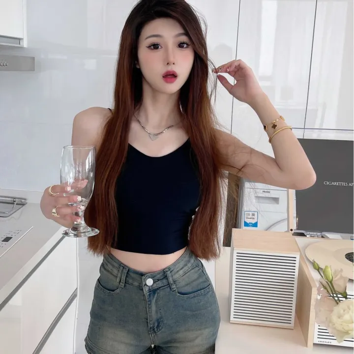Sexy%20Hot%20Girl%20Slim-Fit%20Short%20Ice%20Silk%20Sling%20Vest%20with%20Chest%20Pad%20Push%20up%20Cross%20Hollow%20out%20Sexy%20Beauty%20Back%20Underwear%20-%20Image%202