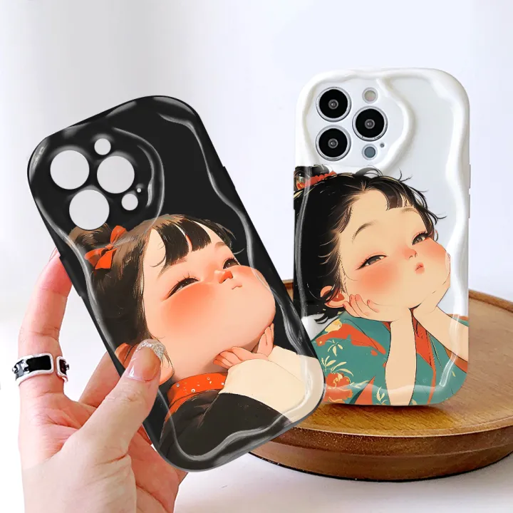 Hontinga%20for%20Realme%20C21Y%20C25Y%20Back%20Back%20Cover%20Cute%20Lovely%20Girl%20Cream%20Texture%20Wavy%20Edge%20Soft%20Phone%20Case%20-%20Image%203