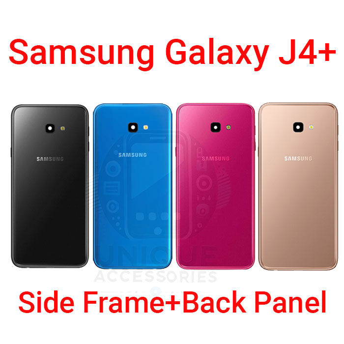 For Samsung Galaxy J4 Plus Side Frame + Back Panel Housing + Camera Glass Back shell Replacement Spare Parts