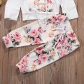 Baby Girl Infant Clothes Hooded Tops Floral Large Pocket Long Sleeve Sweatshirt Pants Infant Outfits Sets Tracksuit. 