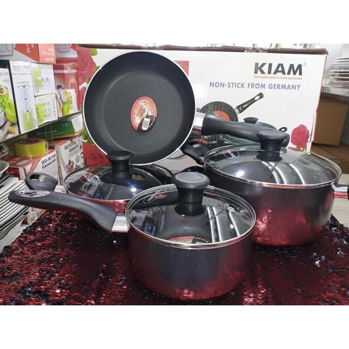 Non Stick 7 Pcs Cookware Set - Black (kiam) Gift And Home Decoration.