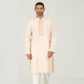 Classic Fit Embro Panjabi - Orange & White. 