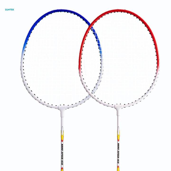 2Pcs Badminton Racket Lightweight 2 Player Badminton Racquet for Adults Kids Without Bag Red