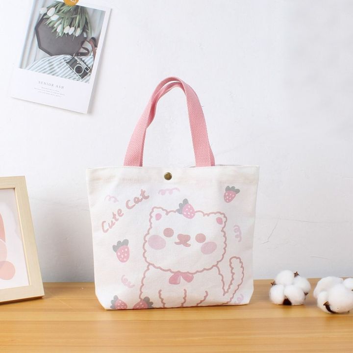 Fashion Work Pouch Shopping Bag Cartoon Print Girl Handbag Schoolbag Shoulder Bag Canvas Tote Bag