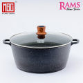 MGC Granite Marble Coating Non Stick Casserole Cooking pot with glass lid 36 CM. 