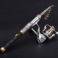 LEO Fishing Rod Reel Combo Carbon Telescopic Fishing Pole Spinning Reels with Fishing Carrier Bag for Travel Fishing. 