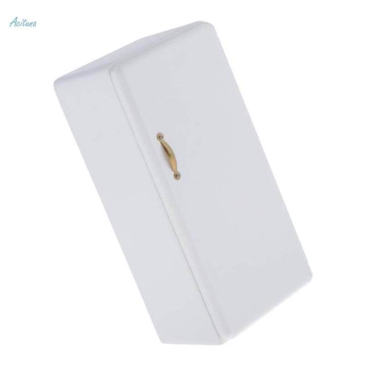 White Wood Refrigerator Fridge Freezer Dolls House Kitchen Decor 1/12 Scale