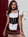 2022 Women's Oktoberfest Maid Cosplay Costume German Traditional Festival Strapless Splicing Dress Girl Costume.