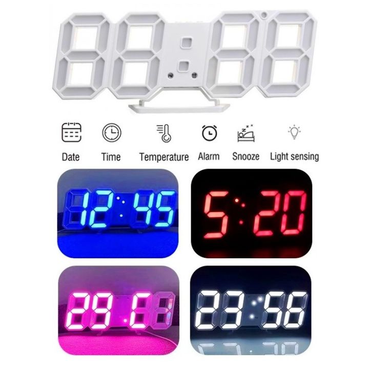 3D Digital Clock, Electronic Table Clock, Alarm Clock, Wall Glowing Hanging Clocks - Wall Clock