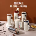 temperature display coffee/juice hot and cold 450ml stainless steel thermos with strap. 