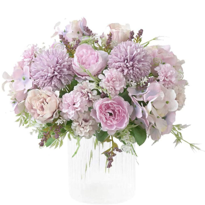 【Aesth Diary Store】Flowers  Silk Hydrangea Bouquet Decor Flower Arrangements Wedding Decoration 2 Packs