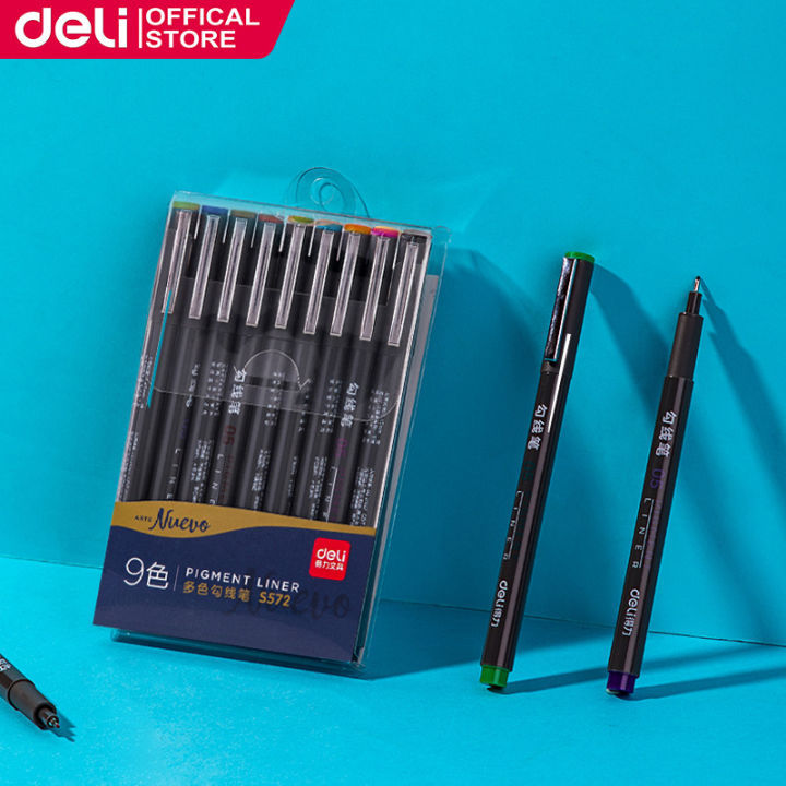 Deli%20S572%20Fine%20Liner%20Water%20Color%20Pen%200.5mm%209Pcs%20Multicolor%20-%20Image%204